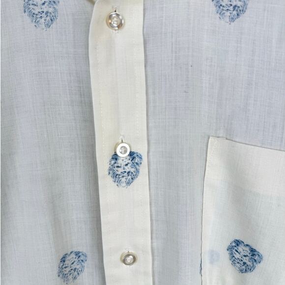 VTG 70s True Vintage Van Heusen Button Up Shirt Sz M Retro Lion Print - Picture 5 of 7